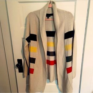 Talbot’s Lambswool Blend, Oversized, Color Block, Open-Front Cardigan — Large